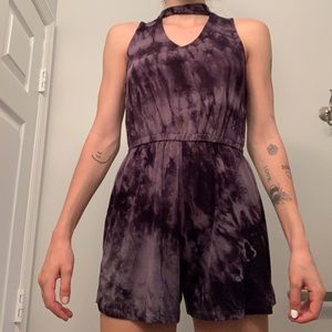 black and gray tie dye romper